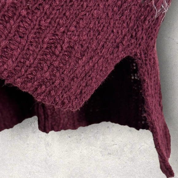 Abercrombie Fitch Eyelash Knit Sweater Burgundy White Size Small Bohemian Purple - Picture 5 of 12